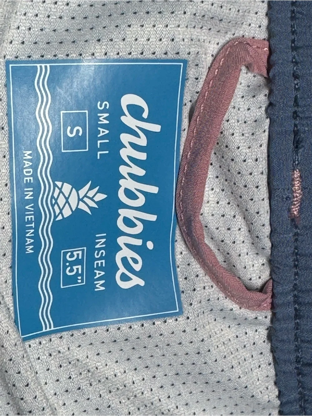 chubbies Pink Swim Hybrids with Blue Waistband